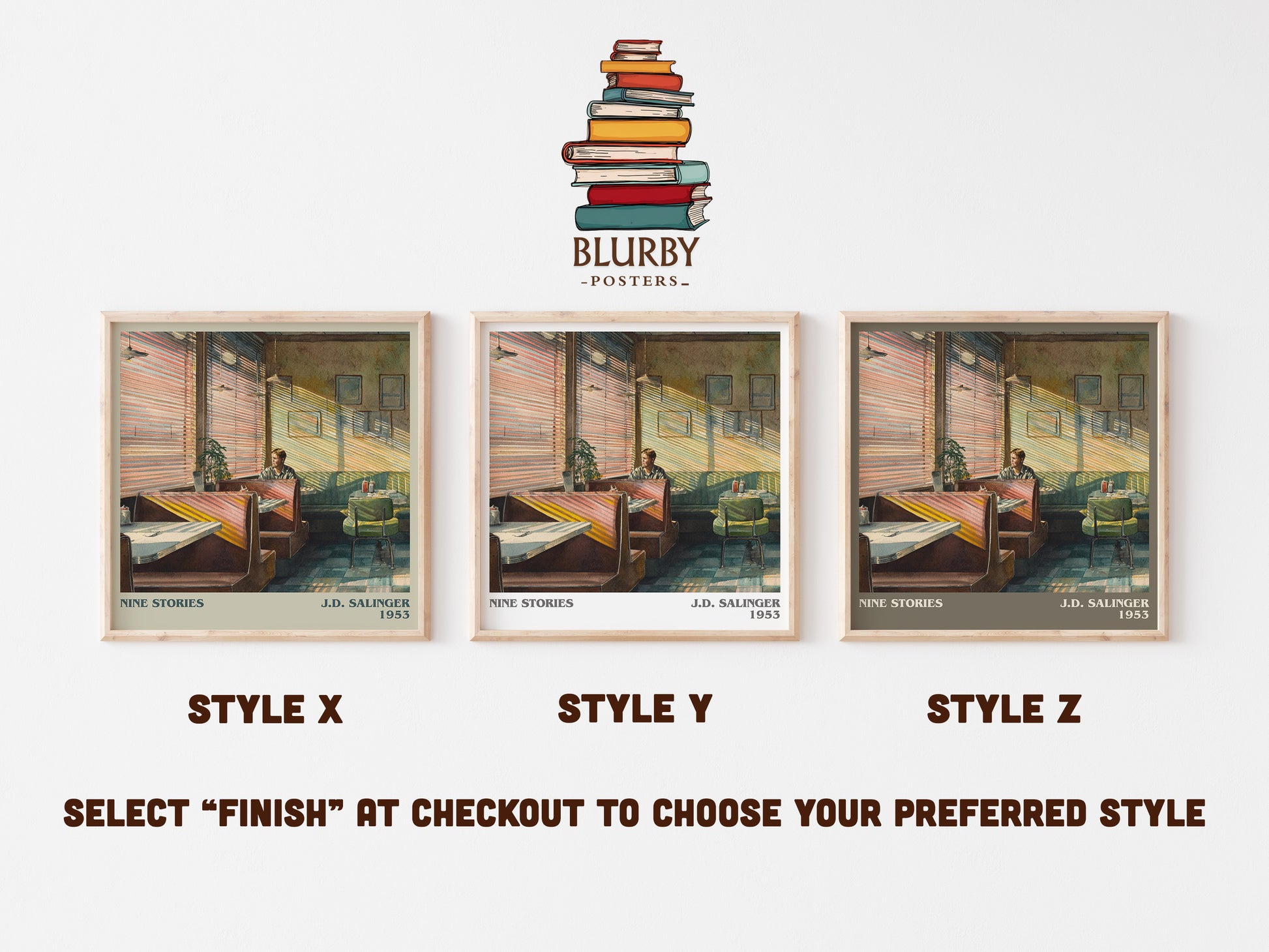 Nine Stories literary art print colour and style options – J. D. Salinger book art
