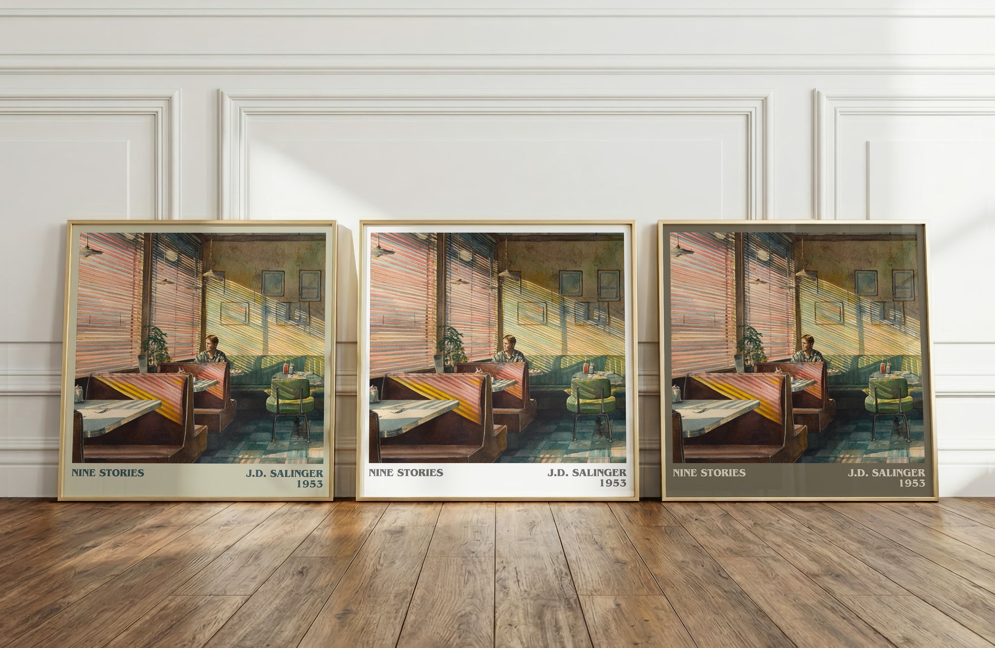 Nine Stories literary print framed by window – literary home decor