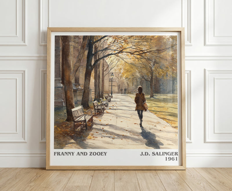 Franny and Zooey literary print in frame leaning in hallway – classic literature wall art