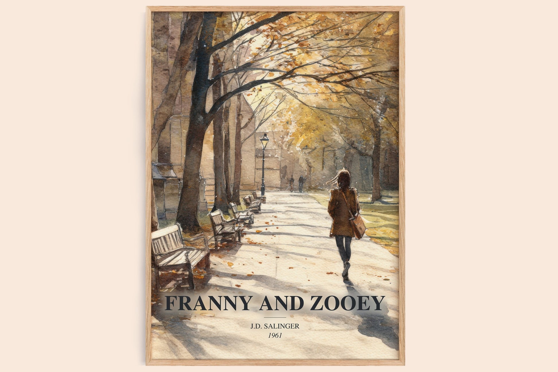 Franny And Zooey watercolour book poster by J.D. Salinger – framed literary art print