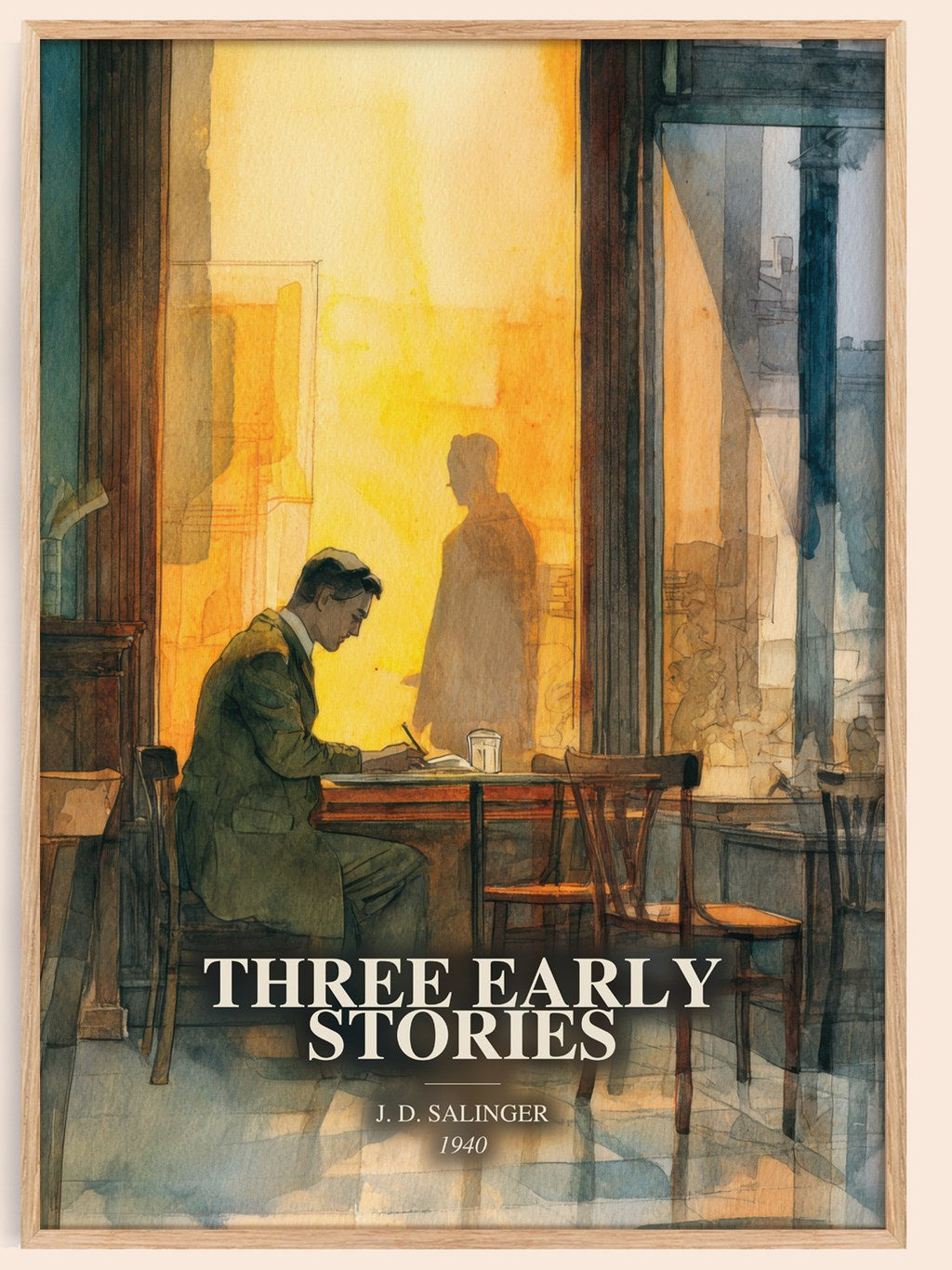 Three Early Stories watercolour book poster by J. D. Salinger – framed literary art print