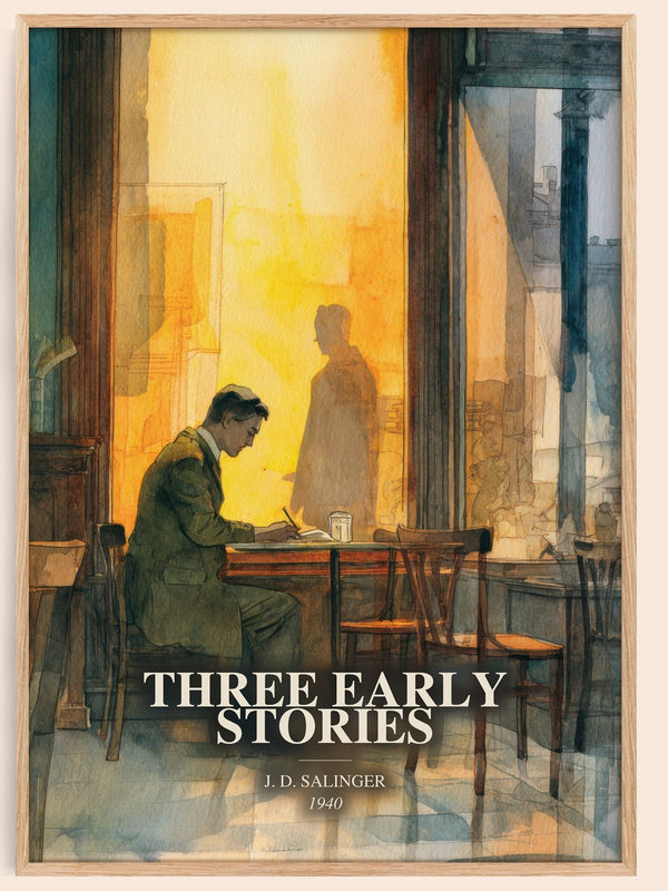 Three Early Stories watercolour book poster by J. D. Salinger – framed literary art print