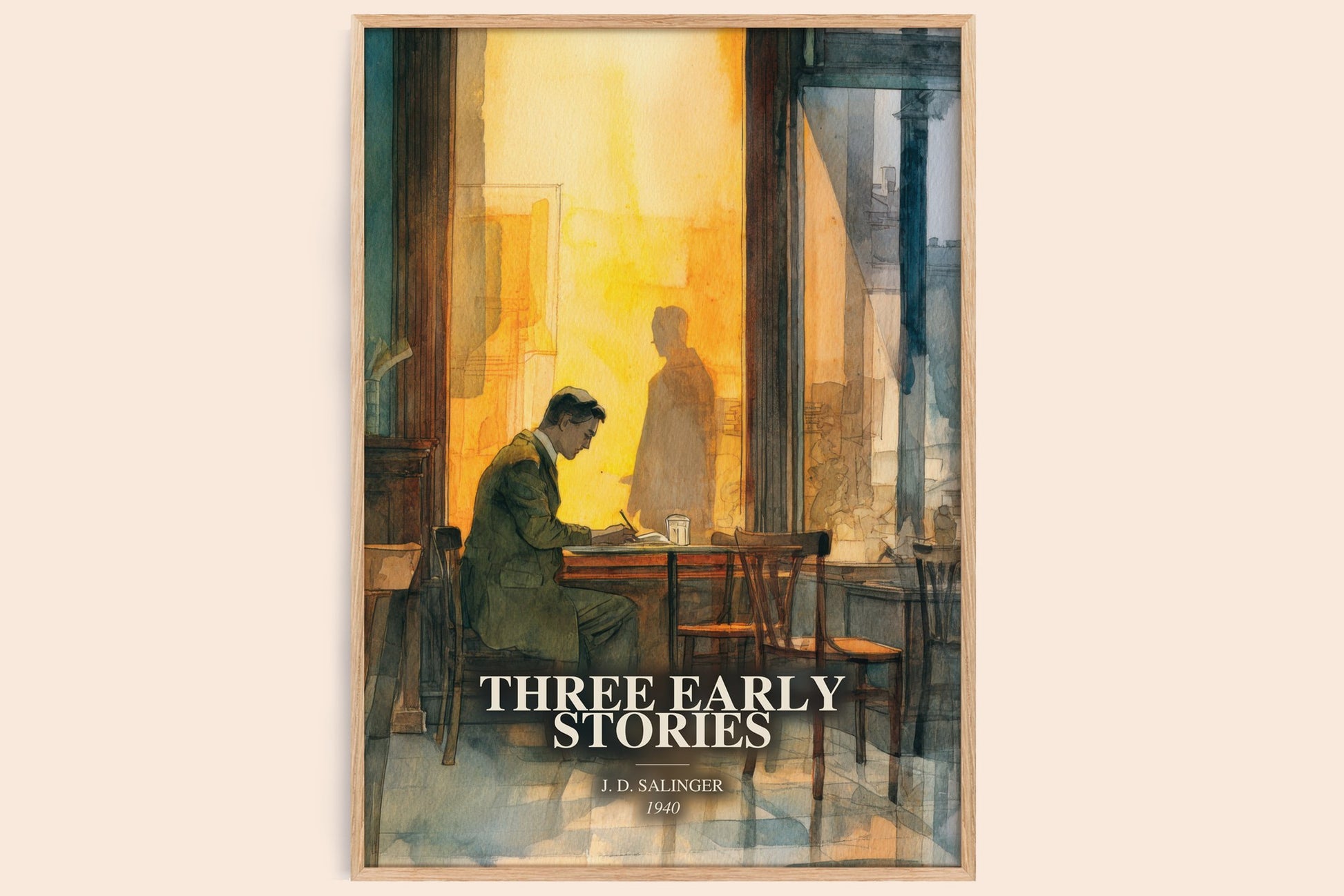 Three Early Stories watercolour book poster by J. D. Salinger – framed literary art print