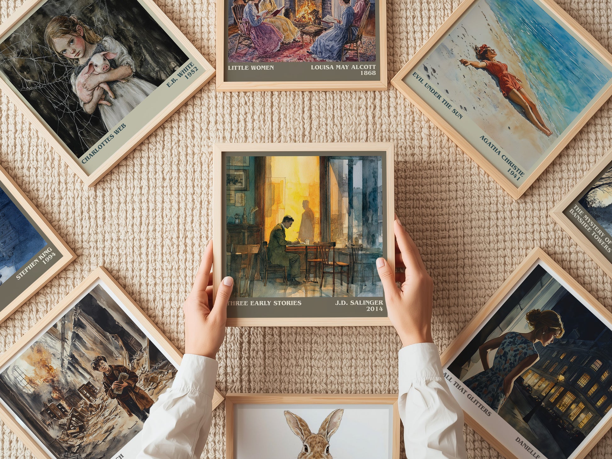 Three Early Stories literary book poster framed on wall – literary fiction wall art