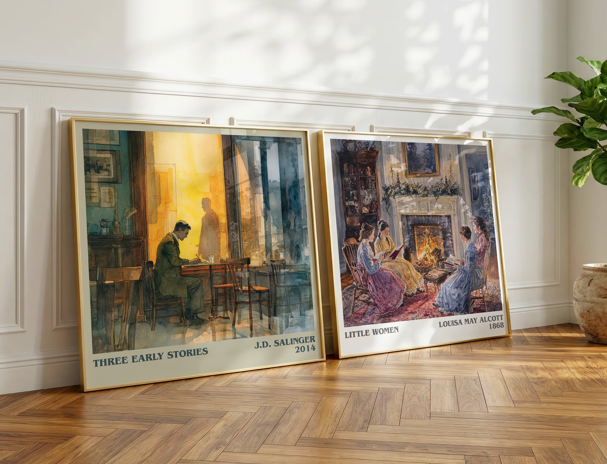 Three Early Stories literary poster paired in gallery wall – literary art prints