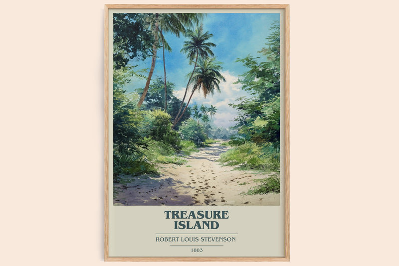 Treasure Island Book Cover Poster by Robert Louis Stevenson (Modern Minimalist style)