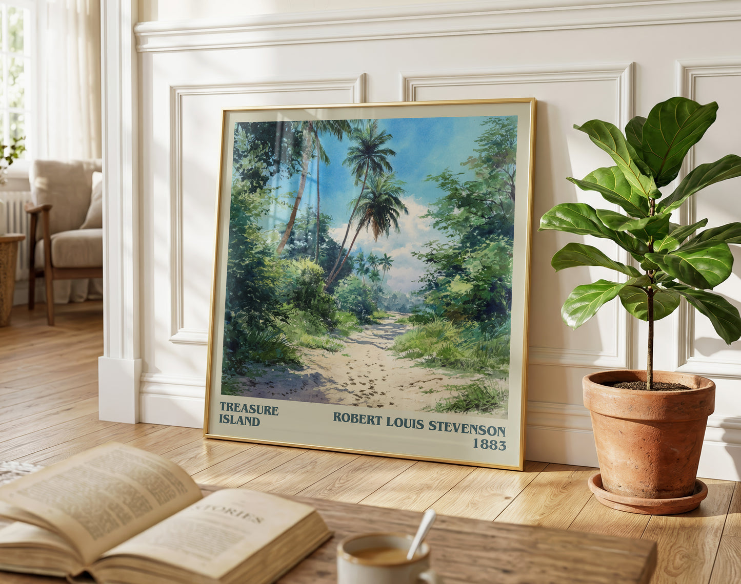Treasure Island literary poster paired in gallery wall – literary art prints