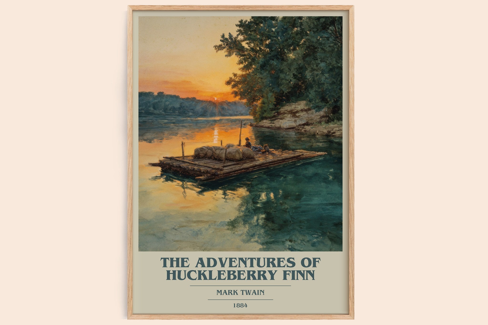 The Adventures of Huckleberry Finn Book Cover Poster by Mark Twain
