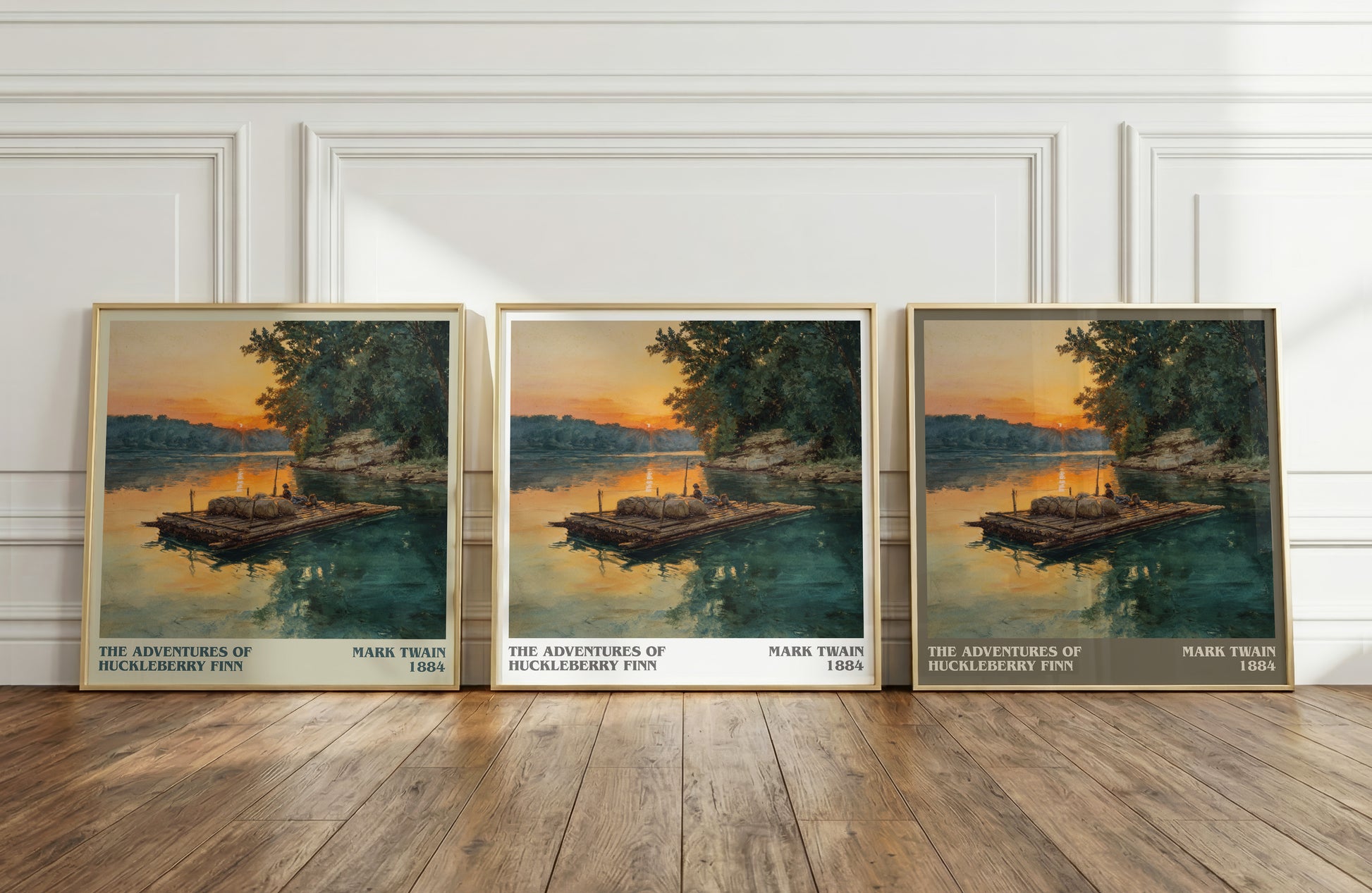 The Adventures of Huckleberry Finn literary print framed by window – literary home decor