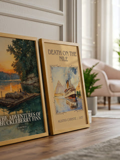 The Adventures Of Huckleberry Finn watercolour print framed by window – literary home decor