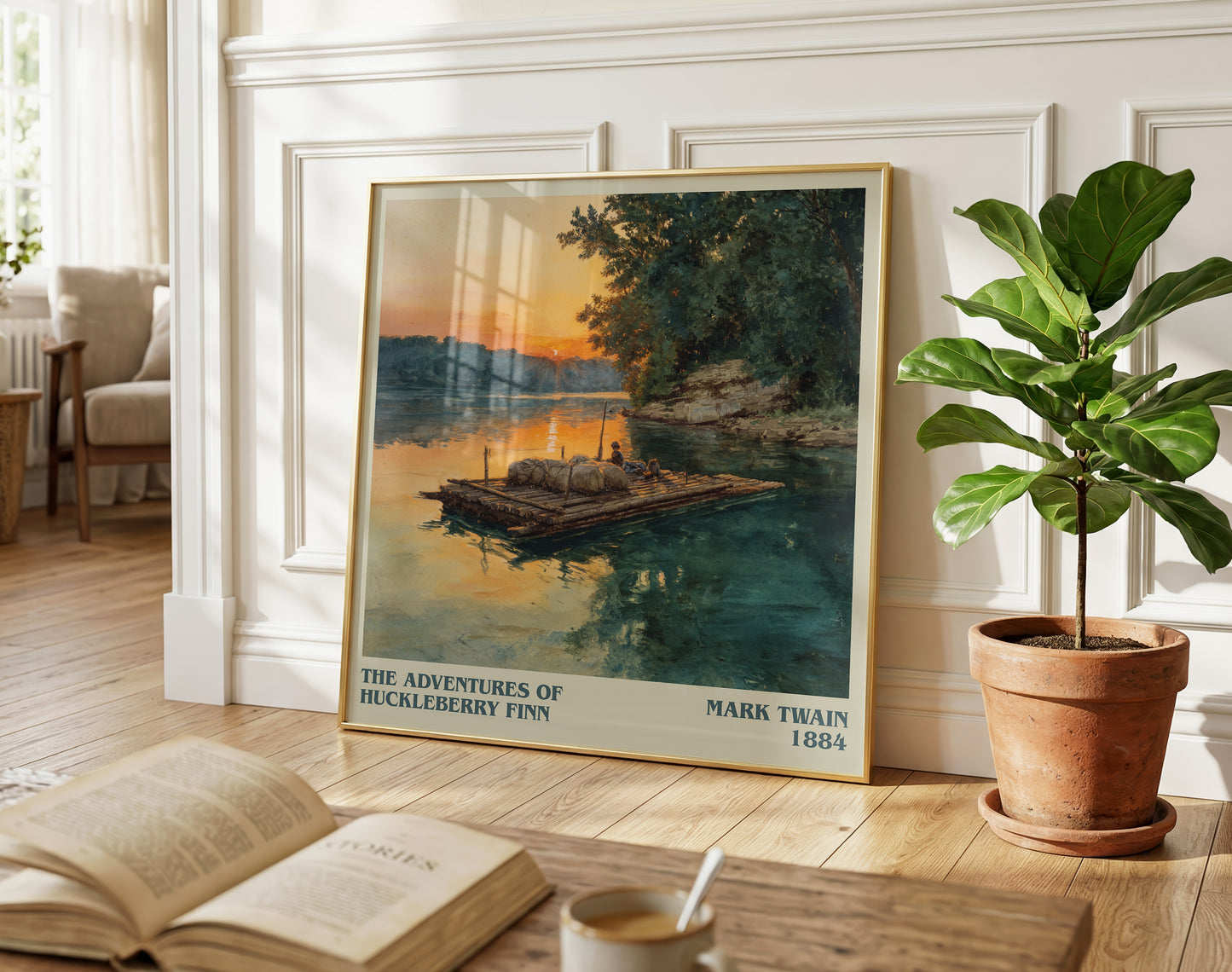 The Adventures of Huckleberry Finn literary poster paired in gallery wall – literary art prints