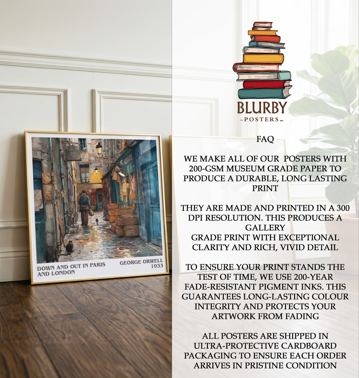 Down And Out In Paris And London literary literary print detail – George Orwell book art