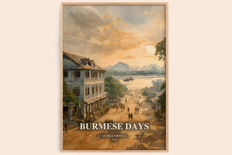 Burmese Days watercolour book poster by George Orwell – framed literary art print