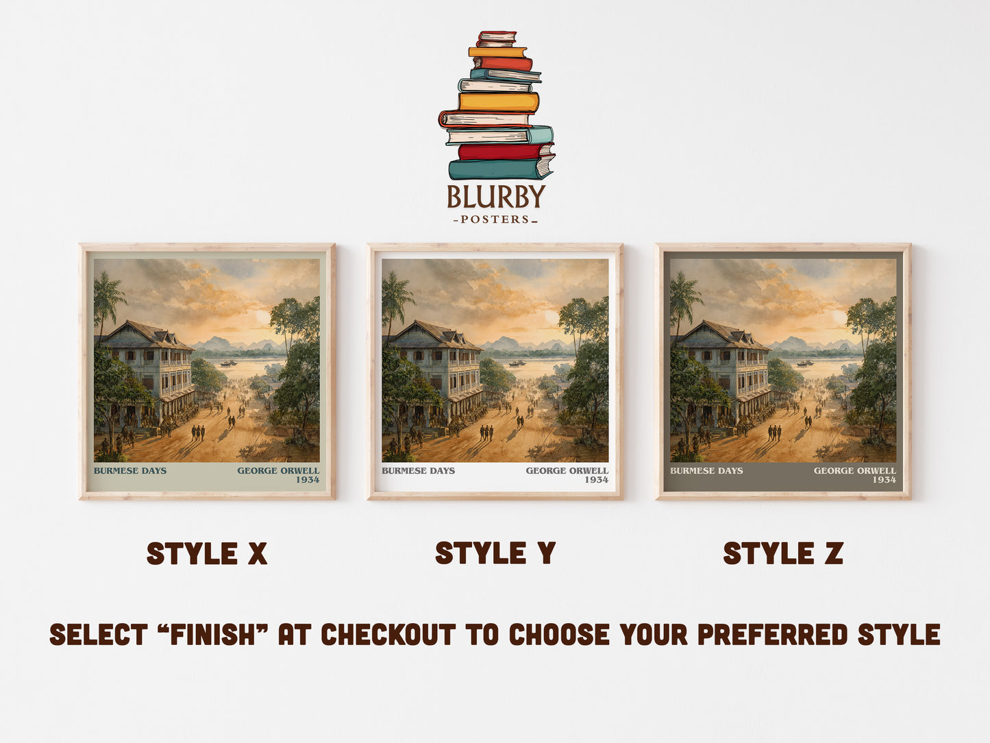 Burmese Days literary art print colour and style options – George Orwell book art