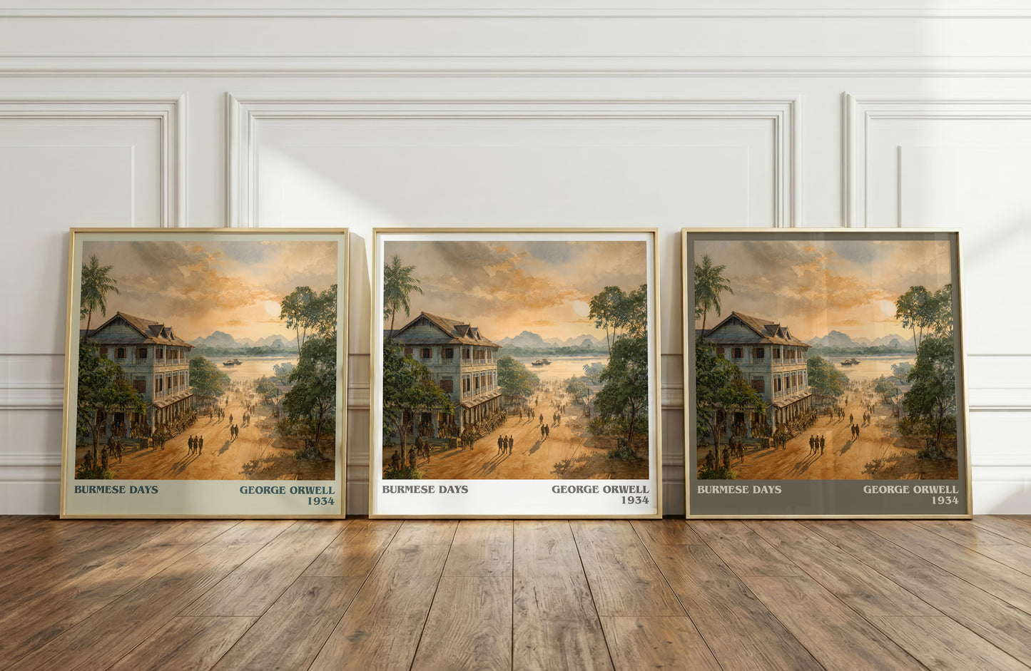 Burmese Days literary print framed by window – literary home decor