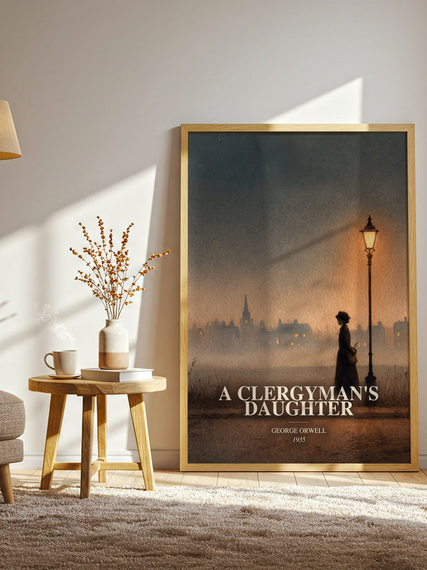 A Clergyman'S Daughter watercolour print in frame leaning in hallway – literary fiction wall art