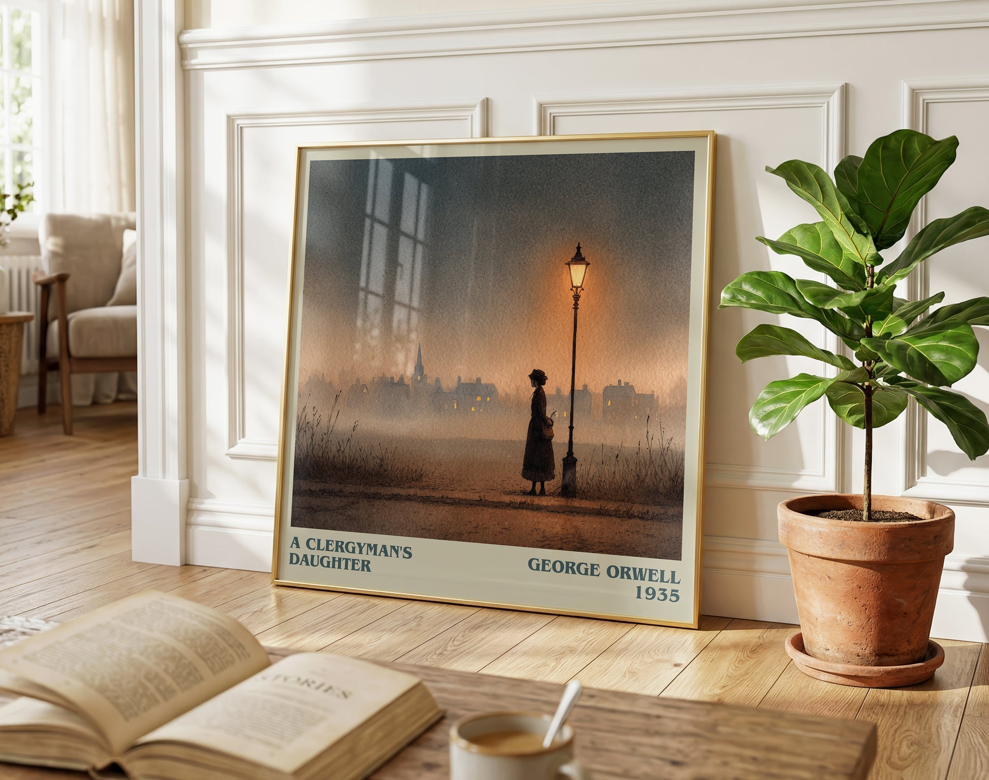 A Clergyman's Daughter literary print on bookshelf – George Orwell fan gift