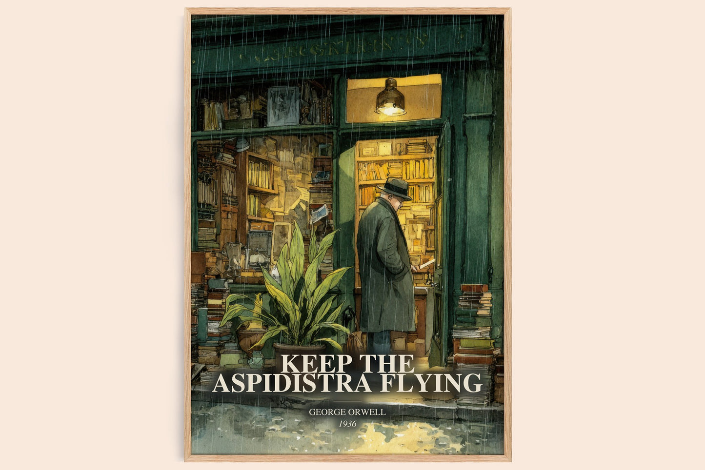 Keep The Aspidistra Flying watercolour book poster by George Orwell – framed literary art print
