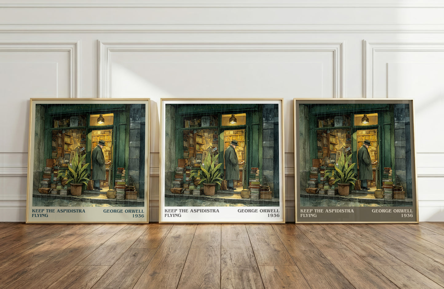 Keep the Aspidistra Flying literary print framed by window – literary home decor