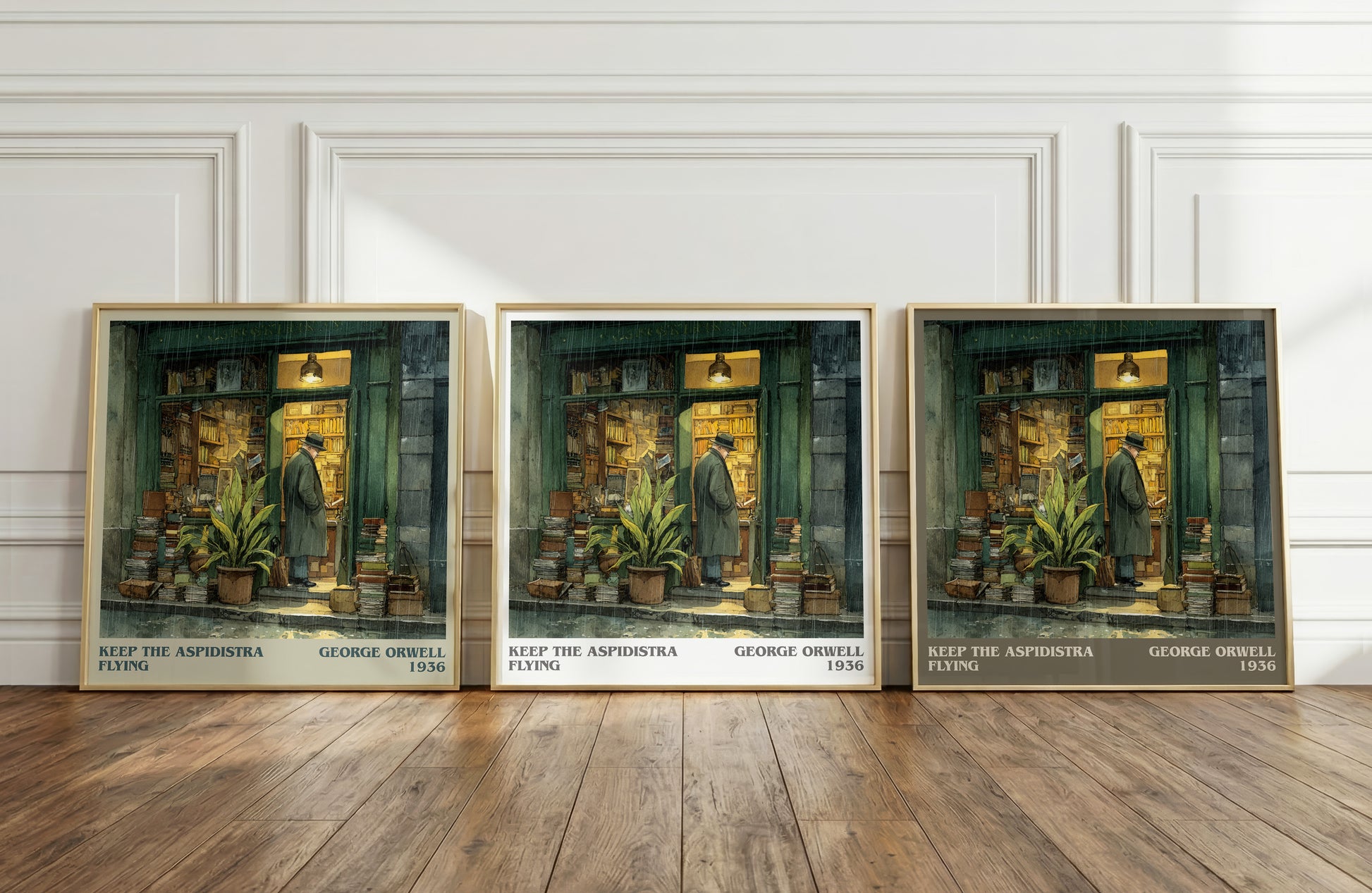 Keep the Aspidistra Flying literary print framed by window – literary home decor