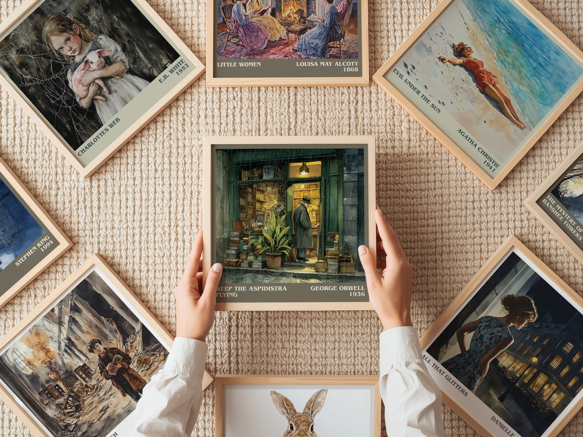 Keep the Aspidistra Flying literary print on bookshelf – George Orwell fan gift