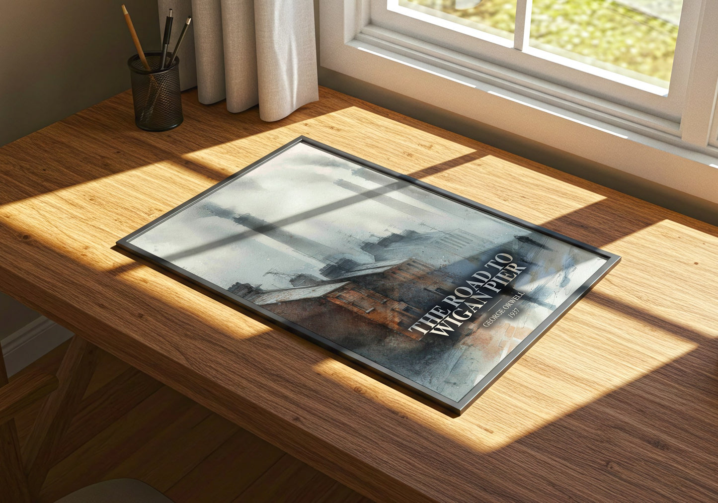 The Road To Wigan Pier watercolour book poster framed on wall – non fiction wall art