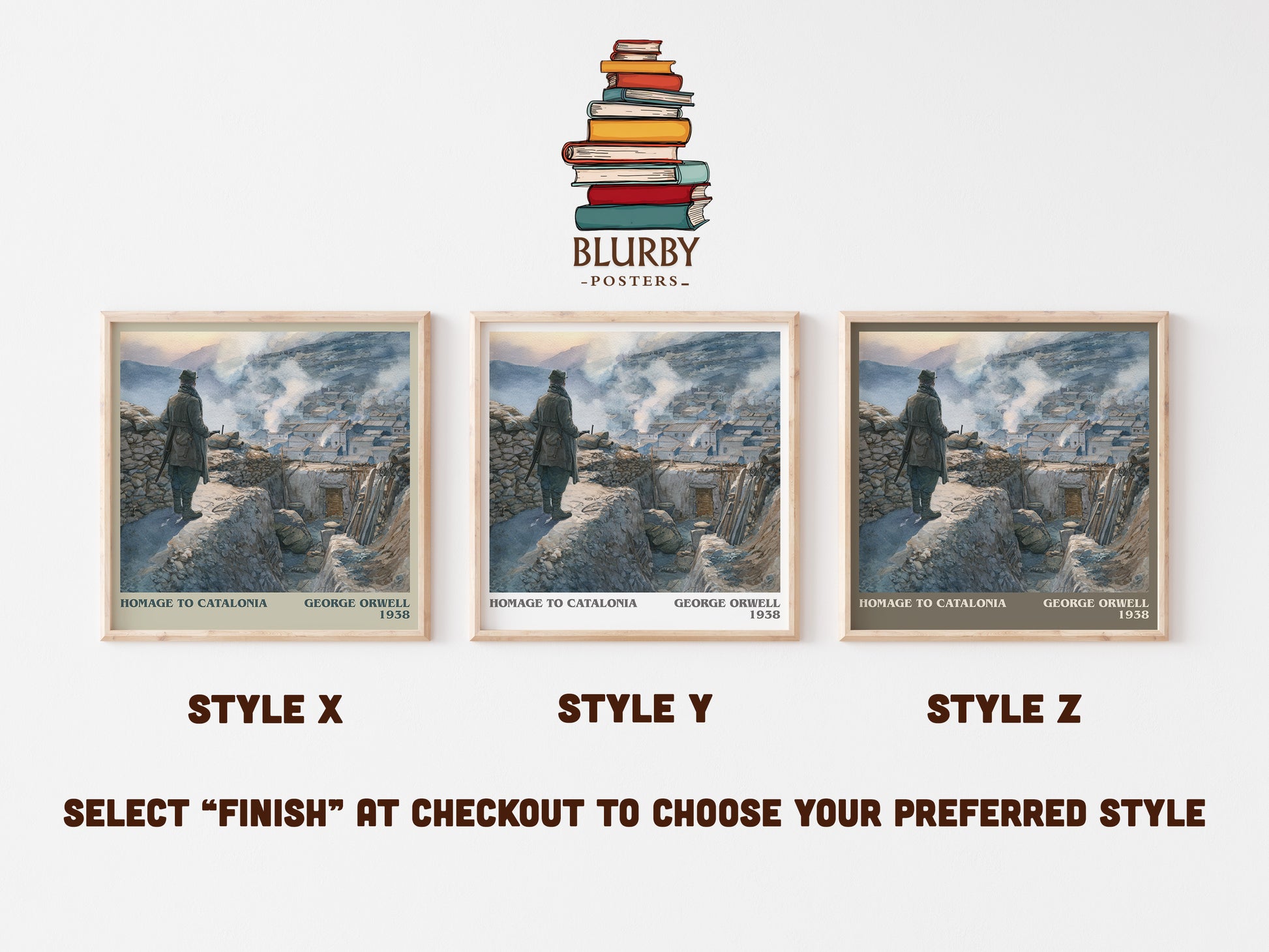 Homage to Catalonia literary art print colour and style options – George Orwell book art
