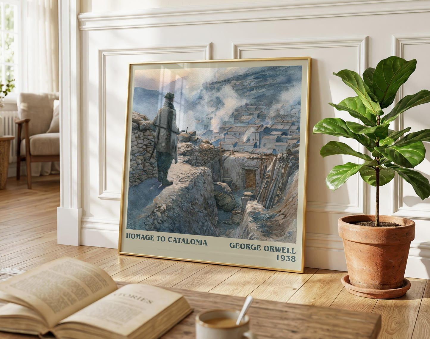 Homage to Catalonia literary poster paired in gallery wall – literary art prints