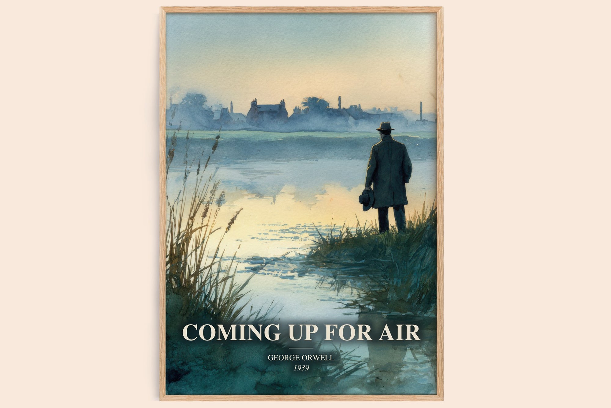 Coming Up For Air watercolour book poster by George Orwell – framed literary art print