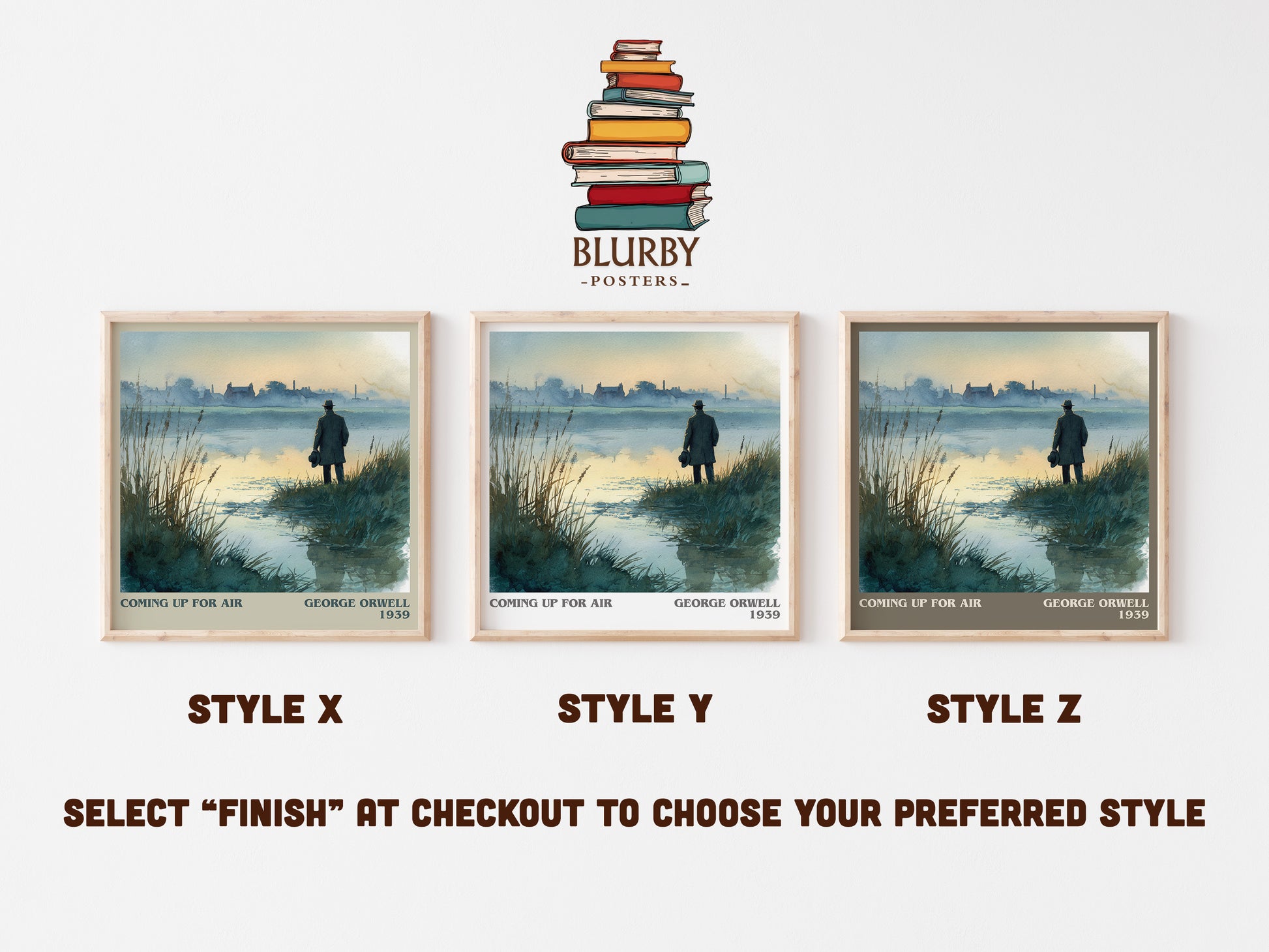 Coming Up for Air literary print framed by window – literary home decor