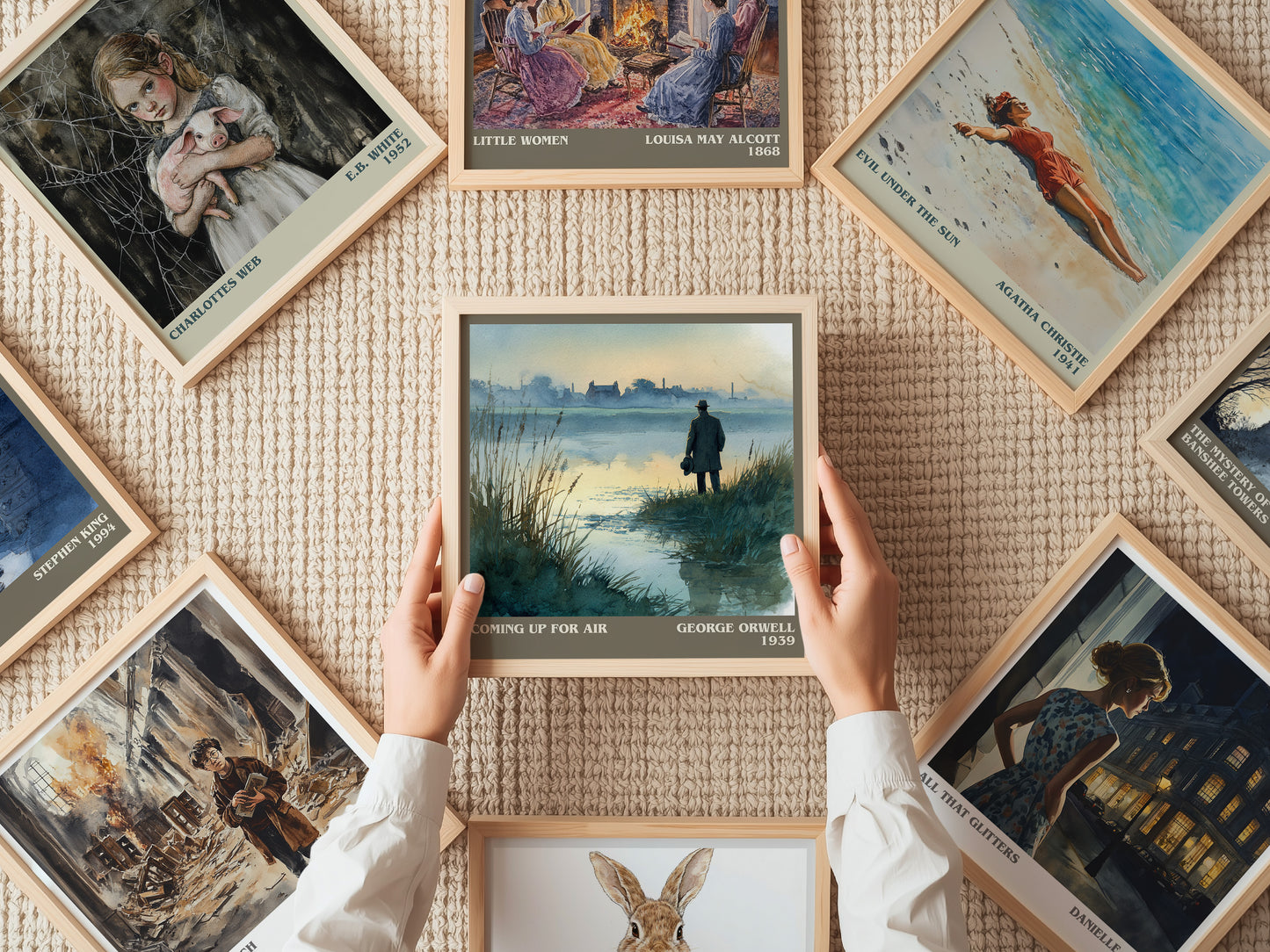 Coming Up for Air literary print on bookshelf – George Orwell fan gift