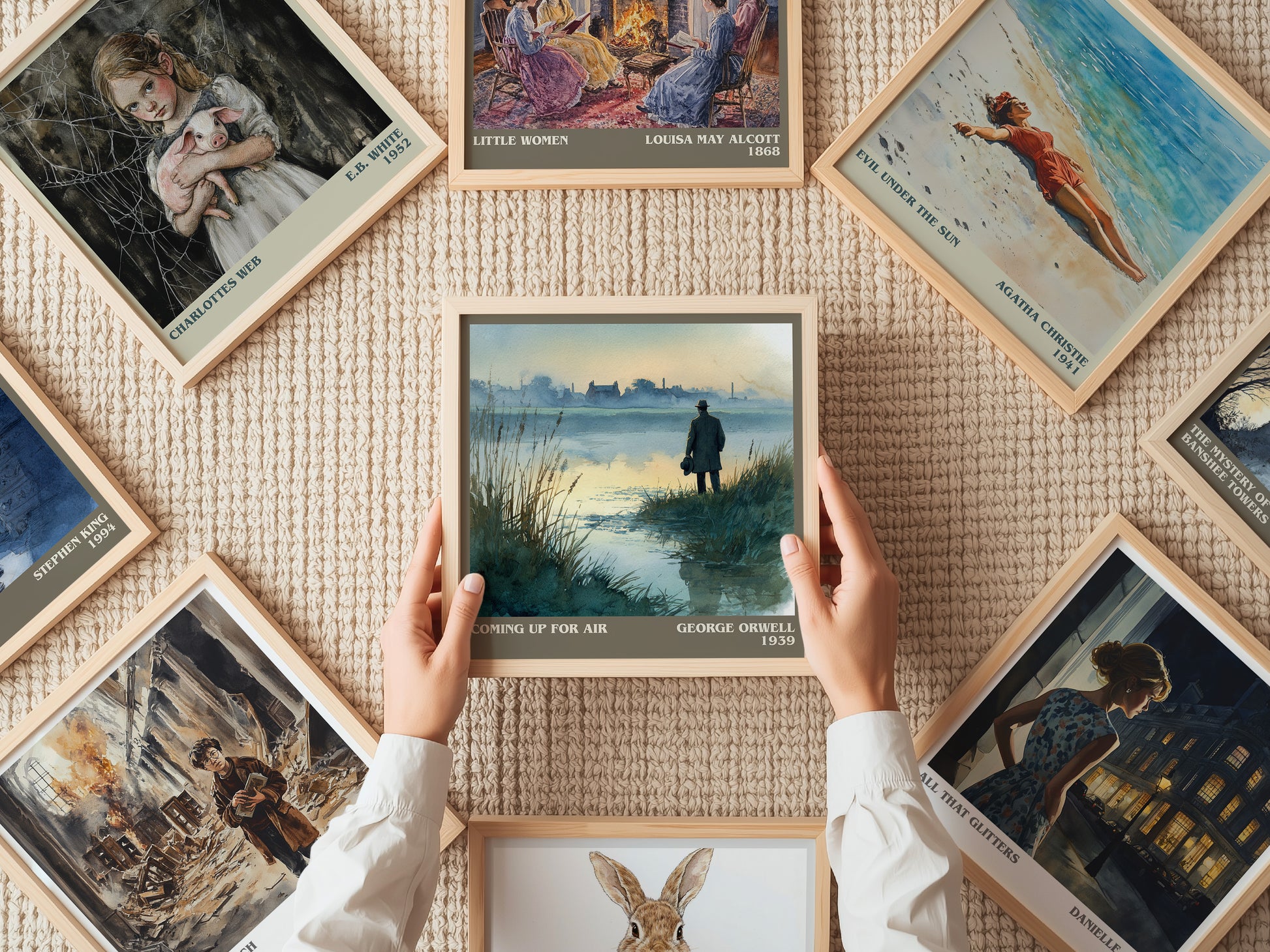 Coming Up for Air literary print on bookshelf – George Orwell fan gift