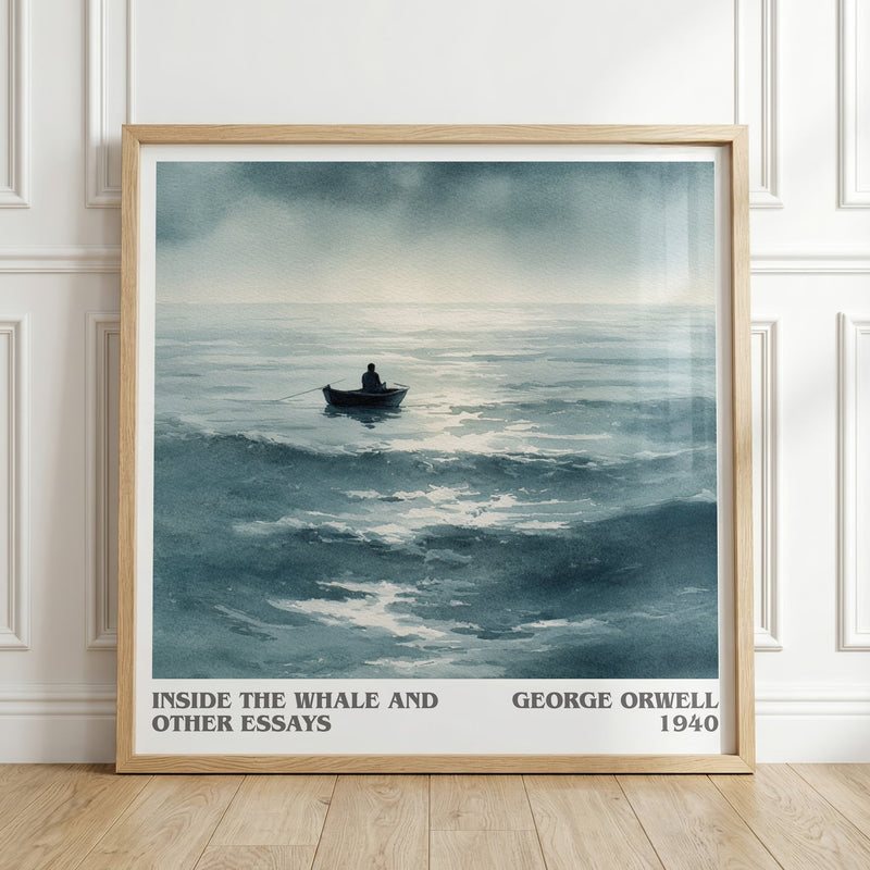 Inside the Whale and Other Essays literary print in frame leaning in hallway – literary fiction wall art