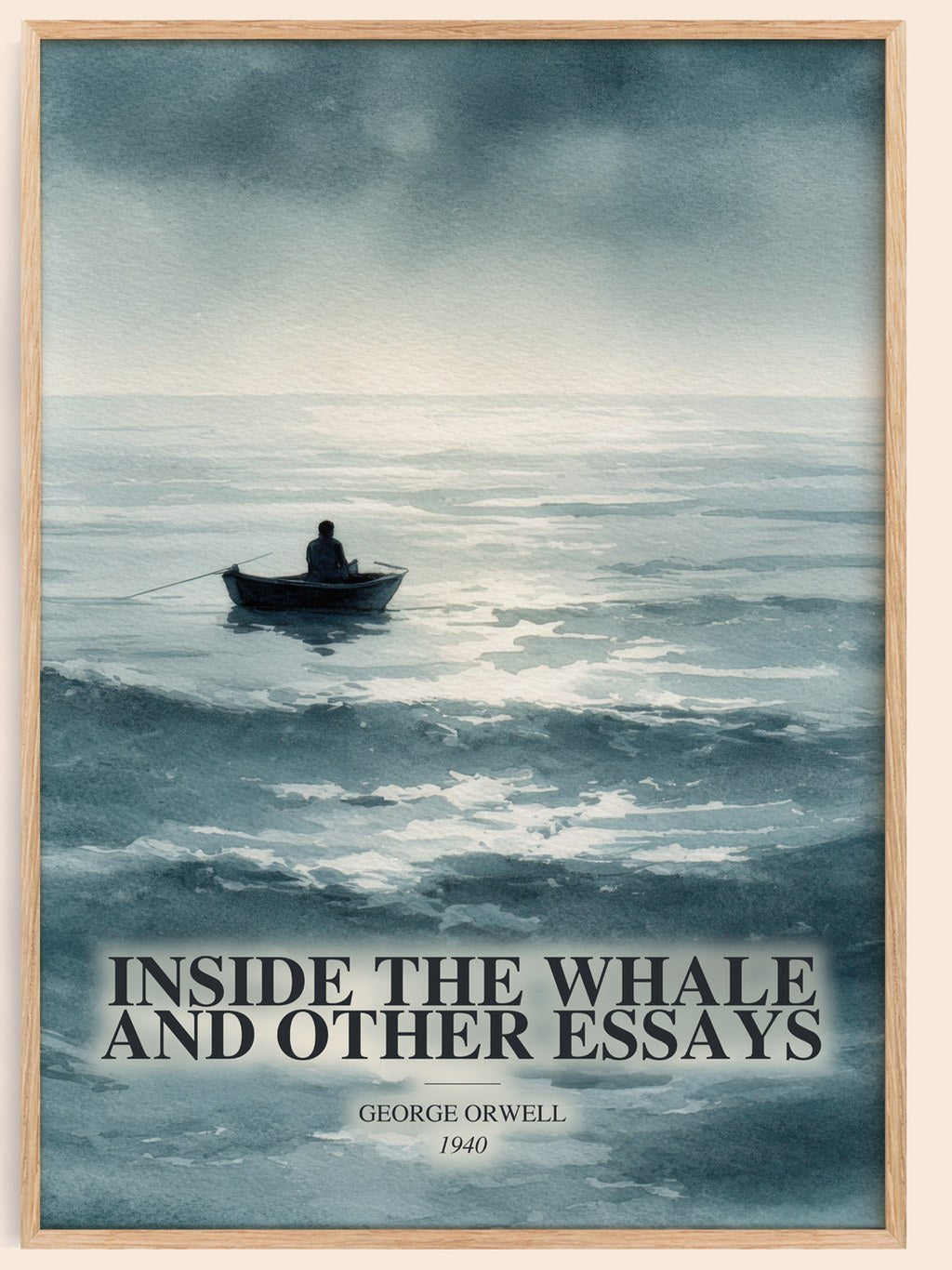 Inside The Whale And Other Essays watercolour book poster by George Orwell – framed literary art print