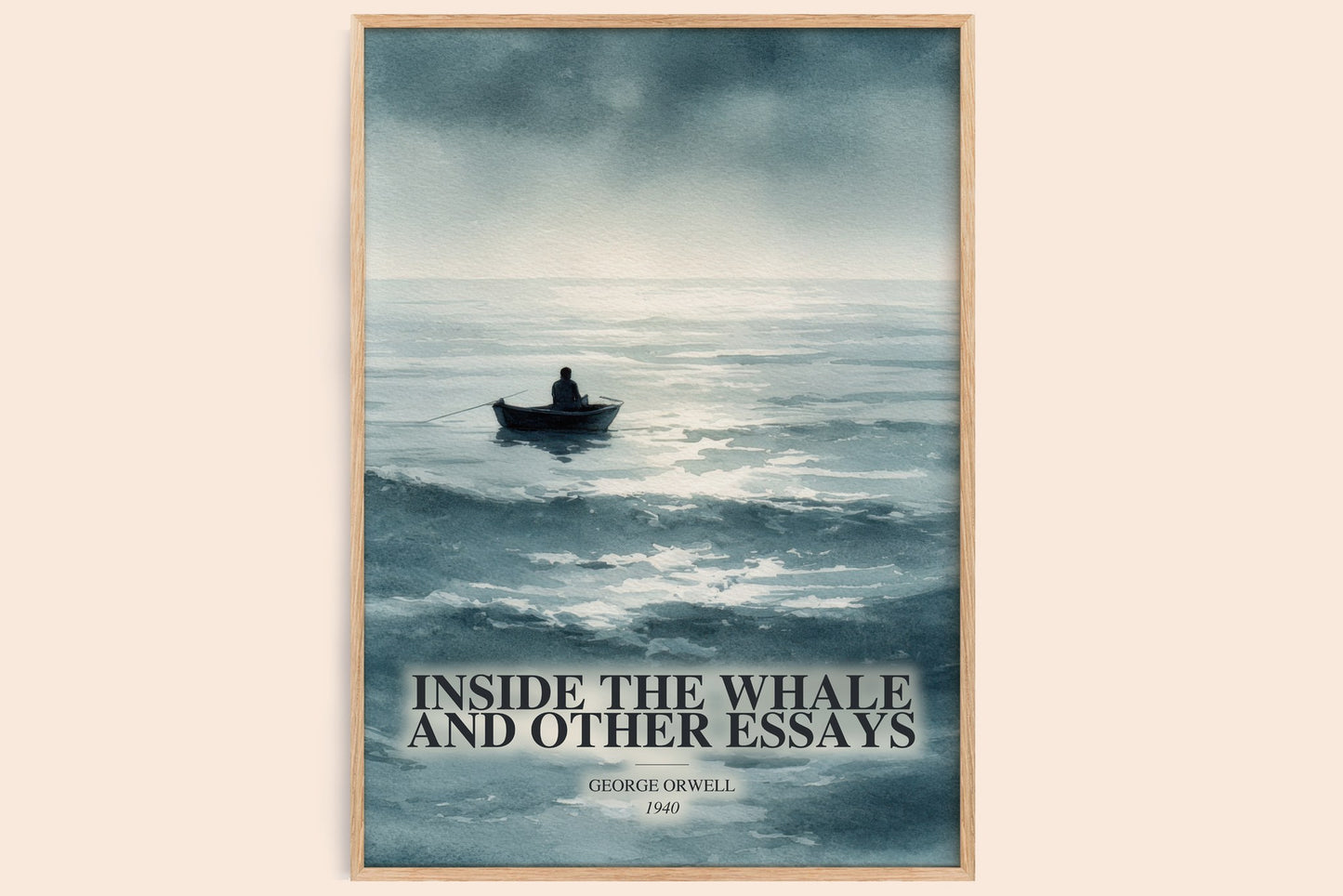 Inside The Whale And Other Essays watercolour book poster by George Orwell – framed literary art print