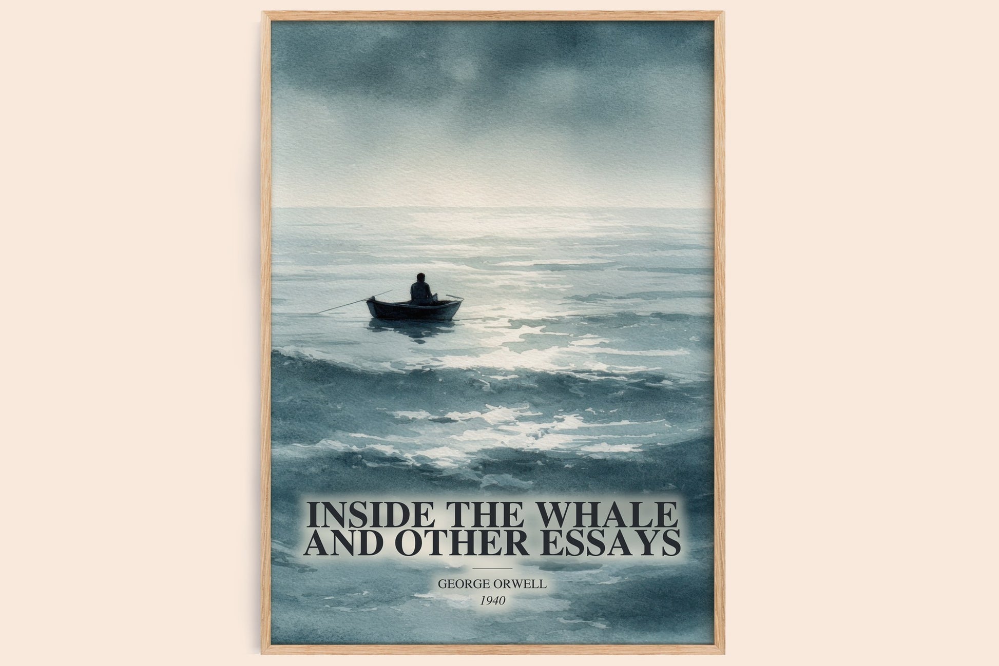Inside The Whale And Other Essays watercolour book poster by George Orwell – framed literary art print
