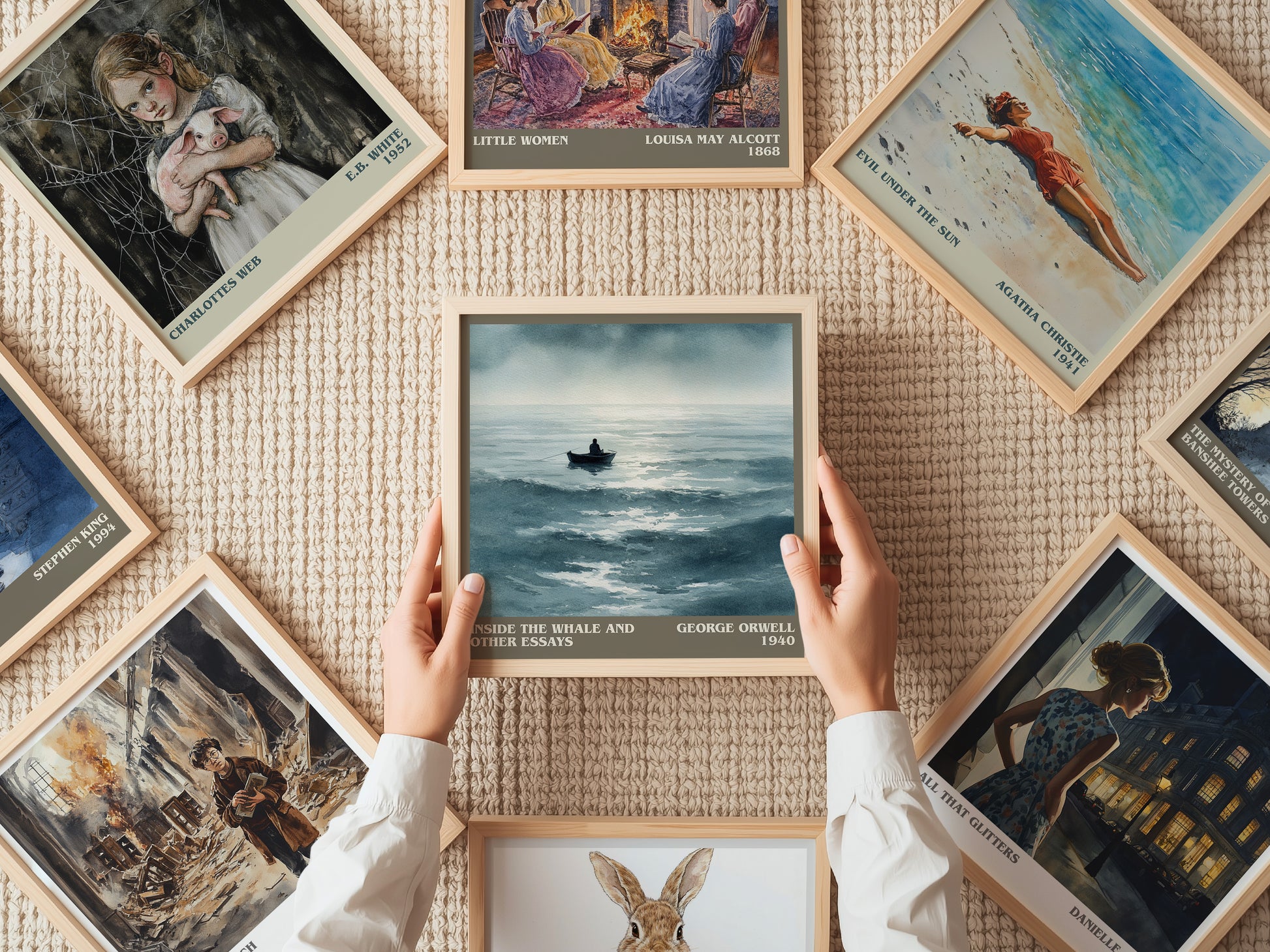 Inside the Whale and Other Essays literary print on bookshelf – George Orwell fan gift