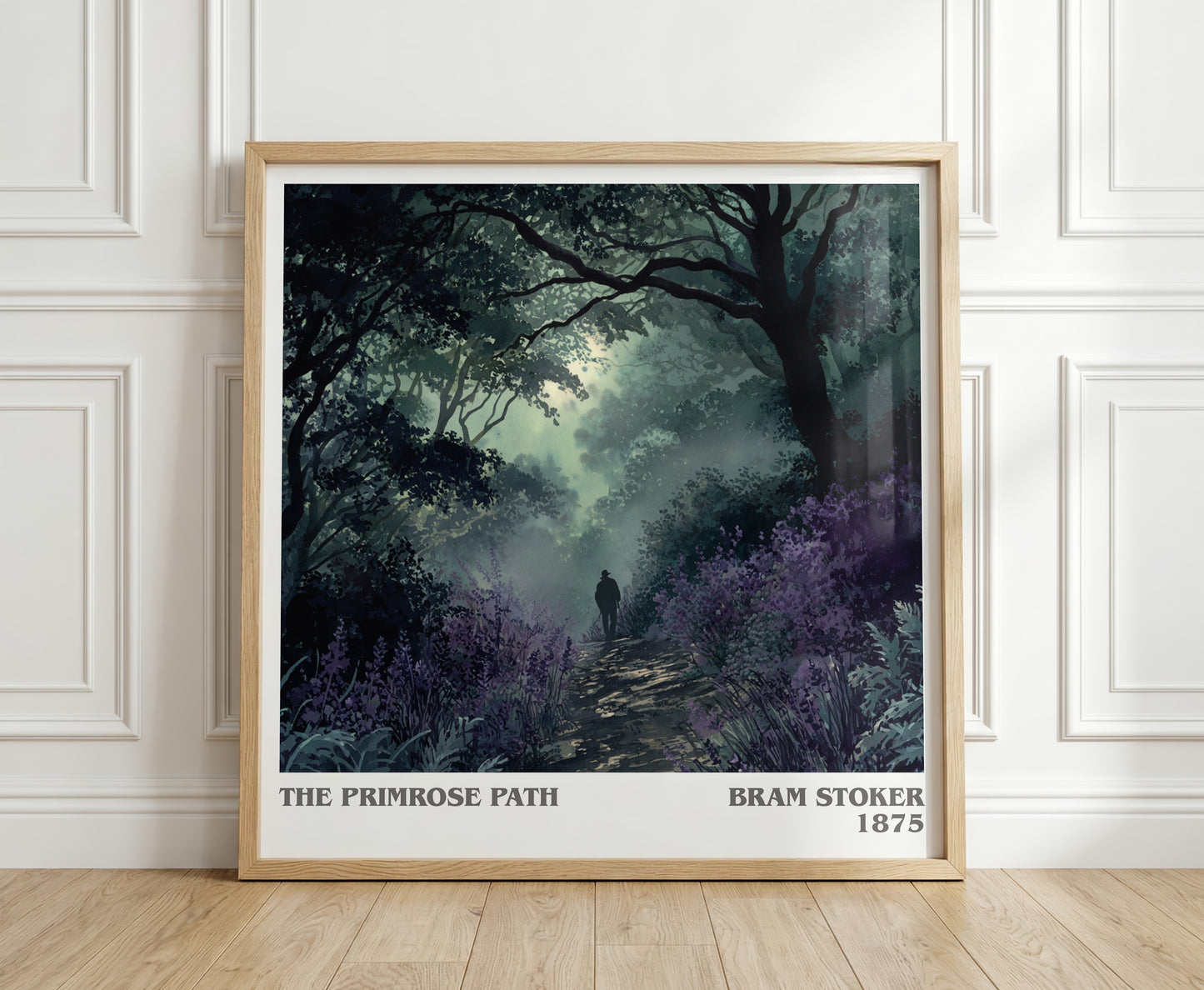 The Primrose Path literary print in frame leaning in hallway – non fiction wall art