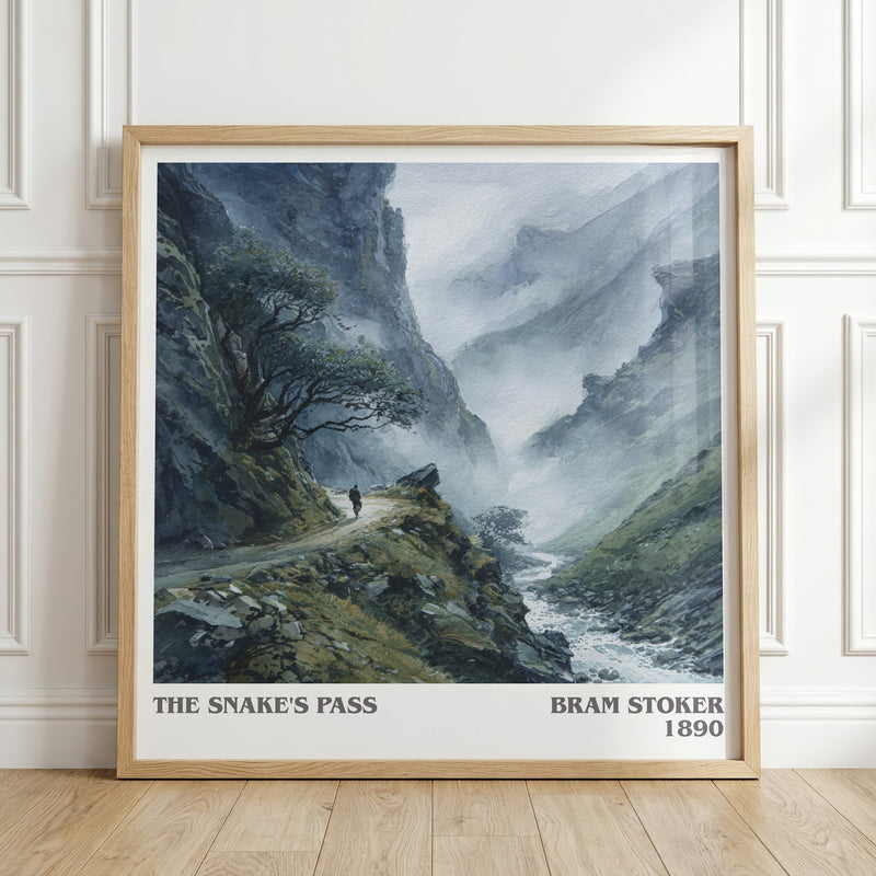 The Snake's Pass literary print in frame leaning in hallway – gothic wall art