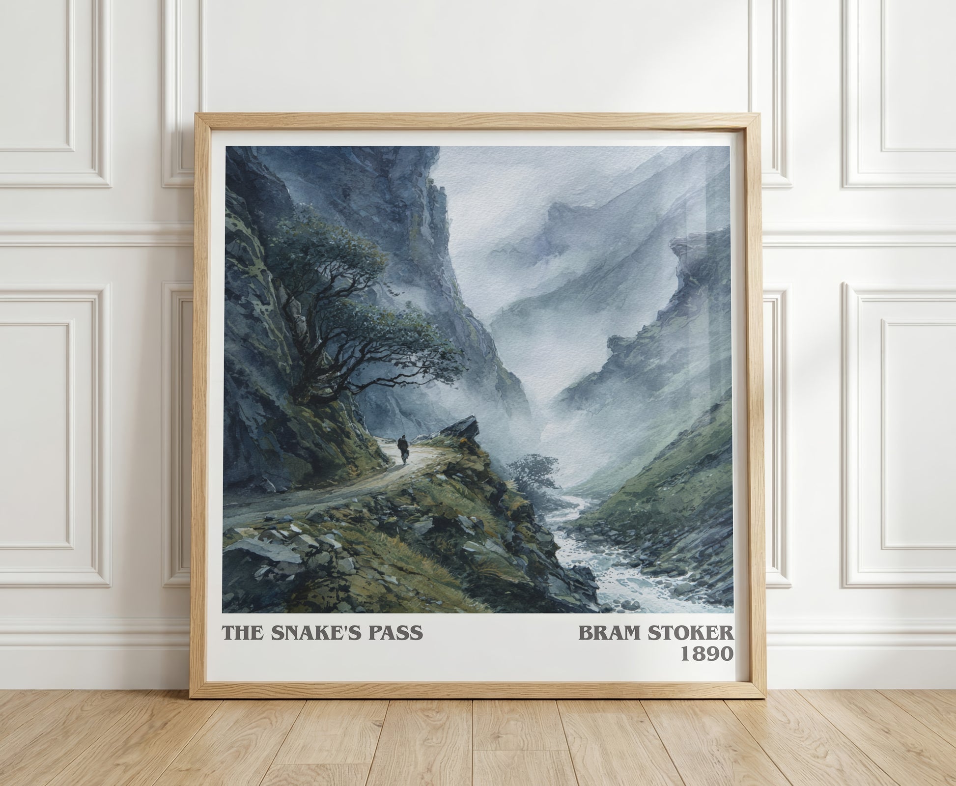 The Snake's Pass literary print in frame leaning in hallway – gothic wall art