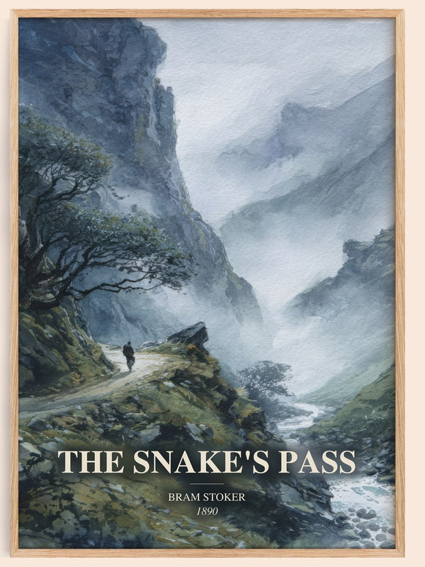The Snake'S Pass watercolour book poster by Bram Stoker – framed literary art print