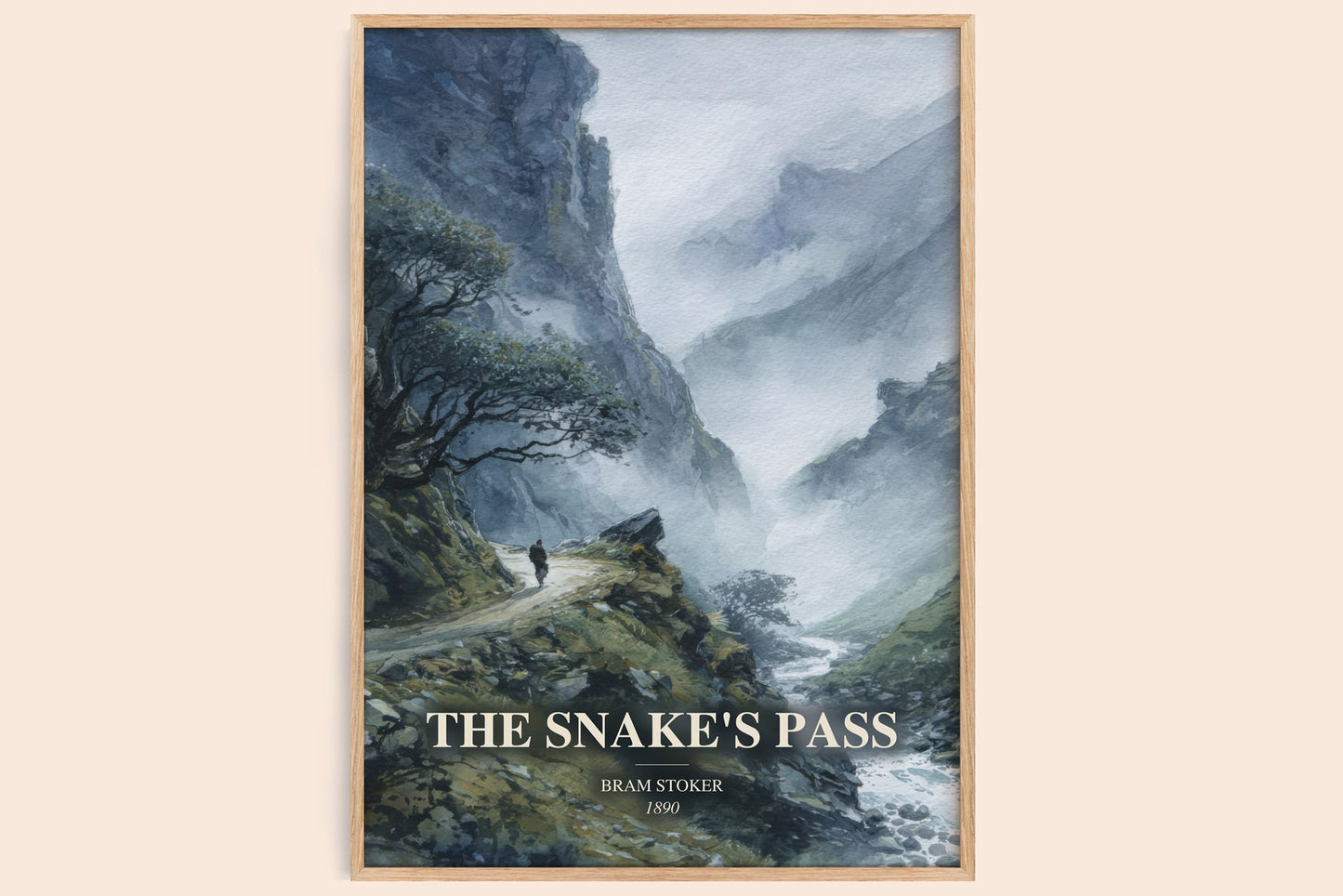 The Snake'S Pass watercolour book poster by Bram Stoker – framed literary art print