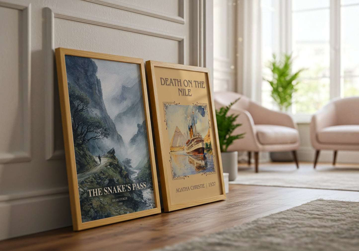 The Snake'S Pass watercolour print framed by window – literary home decor