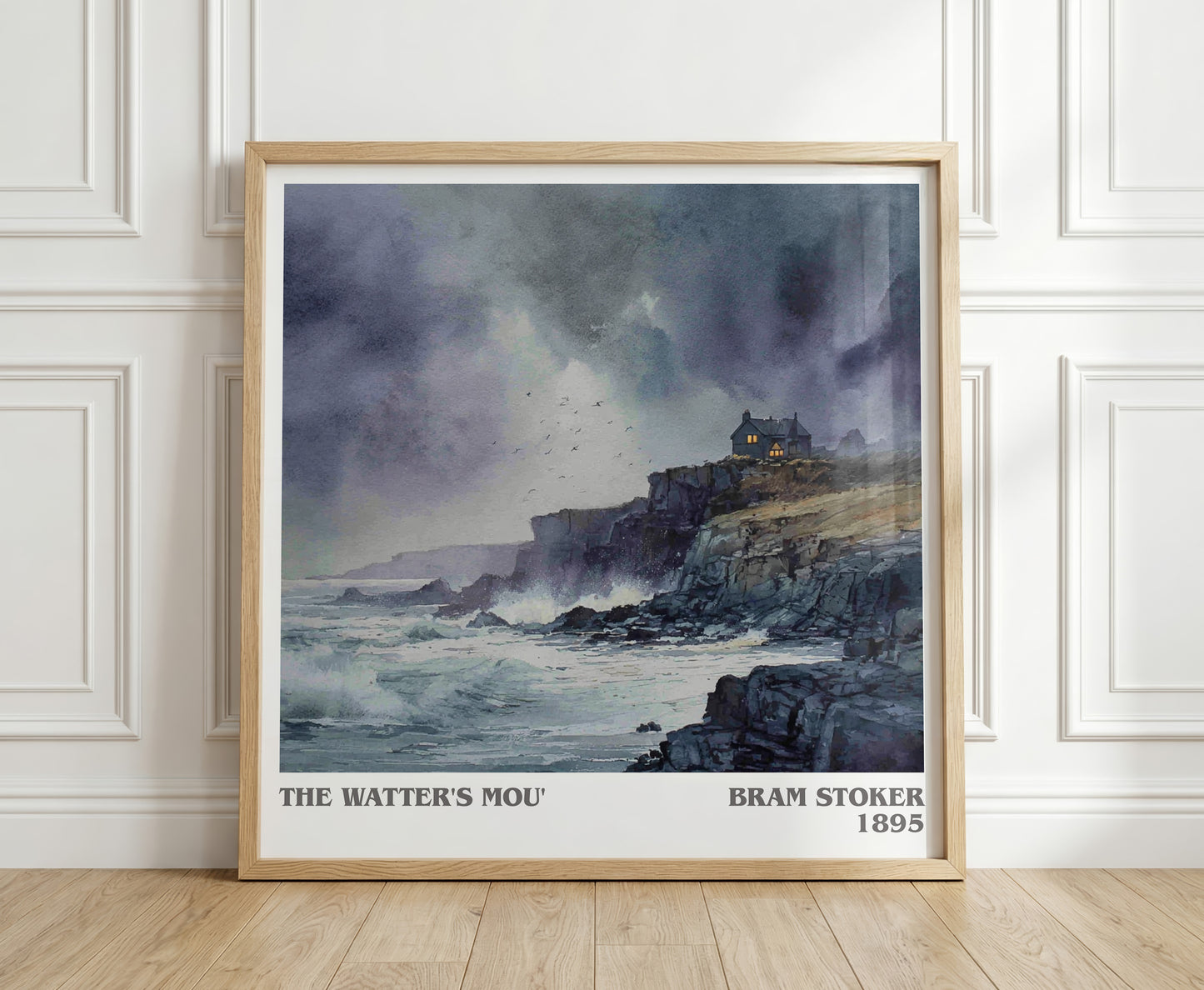 The Watter's Mou' literary print in frame leaning in hallway – gothic wall art