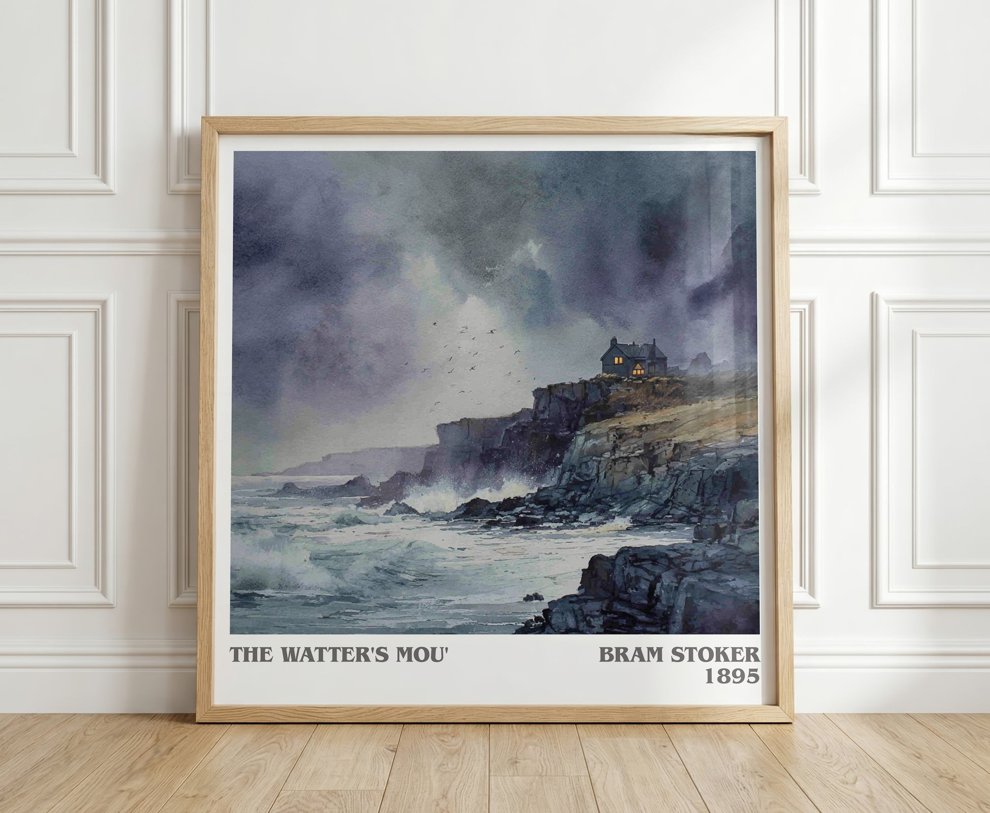 The Watter's Mou' literary print in frame leaning in hallway – gothic wall art