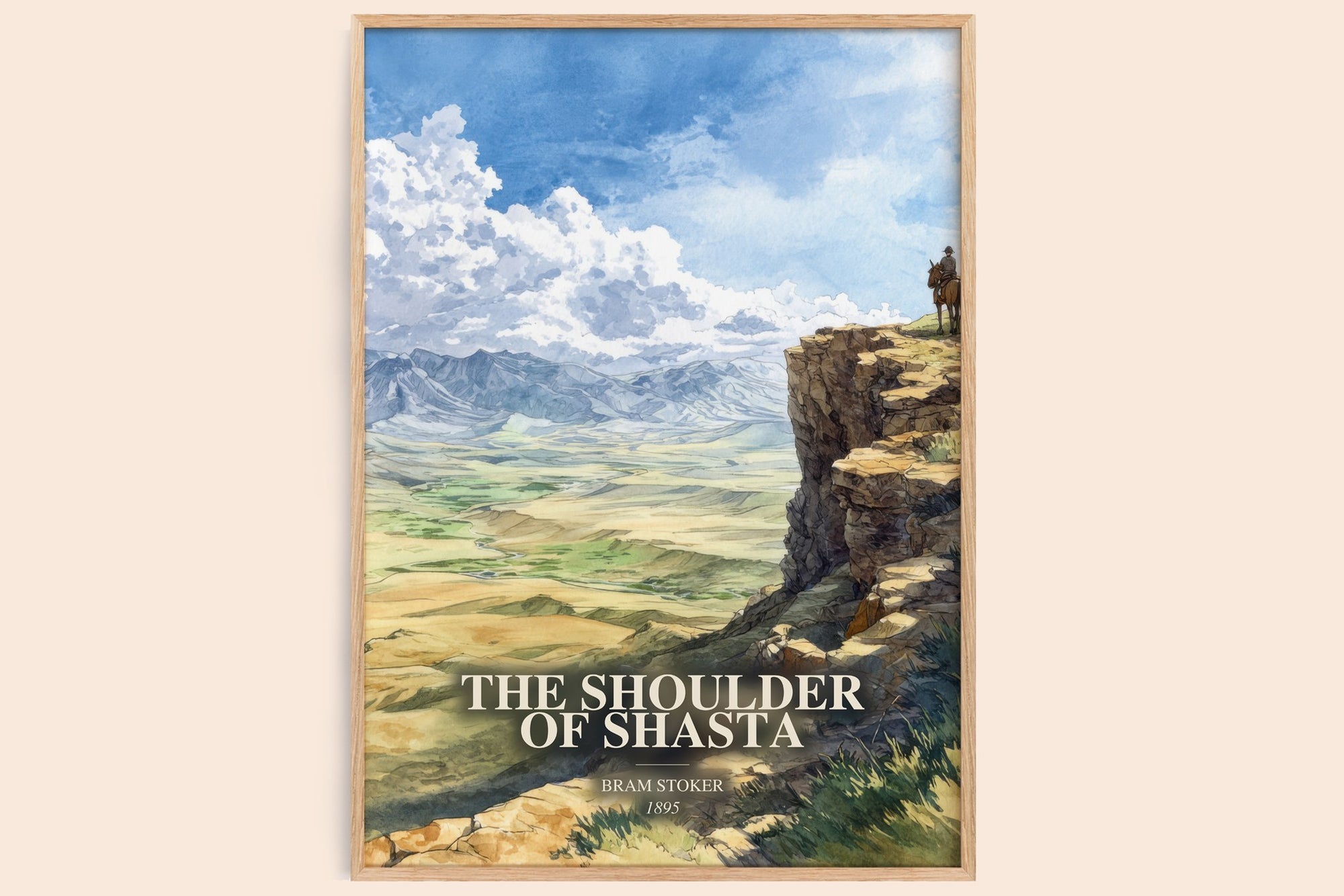 The Shoulder Of Shasta watercolour book poster by Bram Stoker – framed literary art print