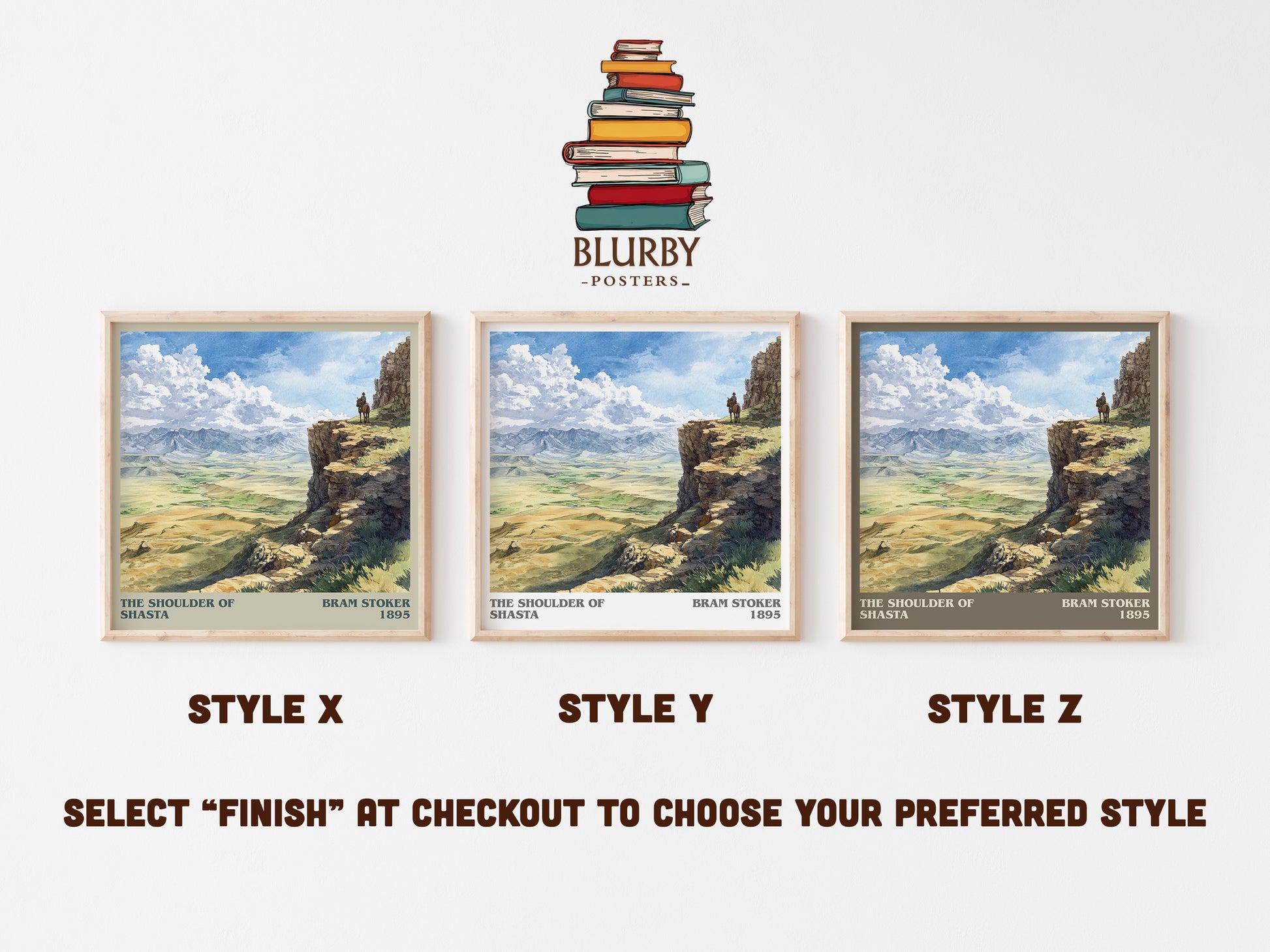 The Shoulder of Shasta literary art print colour and style options – Bram Stoker book art