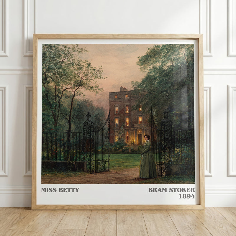 Miss Betty literary print in frame leaning in hallway – adventure wall art