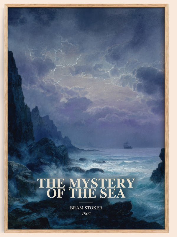 The Mystery Of The Sea watercolour book poster by Bram Stoker – framed literary art print