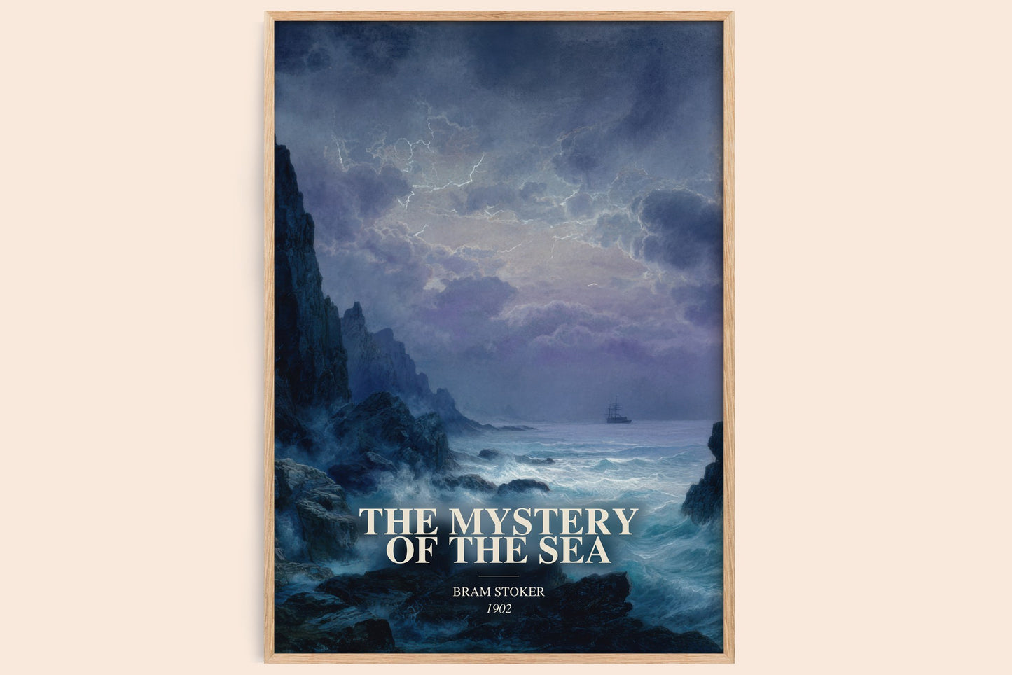 The Mystery Of The Sea watercolour book poster by Bram Stoker – framed literary art print